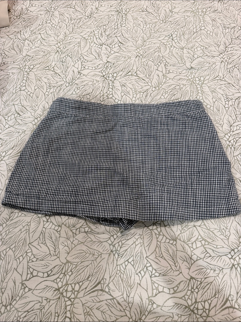 Free People Navy & White Gingham Mini Skirt